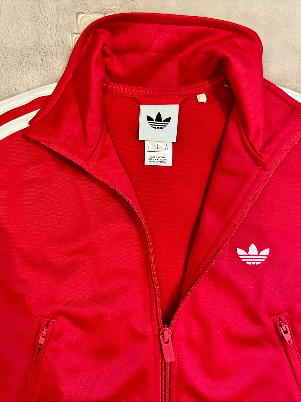 New Red Adidas Boys Track Jacket - S